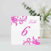 Roze swanky spiralen tafel 6 kaart (Staand voorkant)