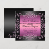 Roze Sweet16 Sneeuwstof Verjaardag Uitnodigen Kaart (Voorkant / Achterkant)
