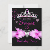 Roze Sweet 16 Birthday Diamond Tiara Kaart (Voorkant)