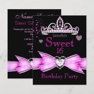 Roze Sweet 16 Birthday Diamond Tiara Kaart