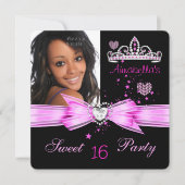 Roze Sweet 16 Birthday Diamond Tiara Photo 2 Kaart (Voorkant)