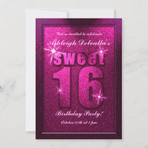 Roze Sweet 16 Birthday Party Invitation Kaart