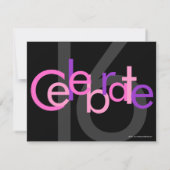 Roze Sweet 16 Birthday Party Invitation Kaart (Achterkant)