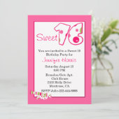 Roze Sweet 16 Birthday Party Invitation Kaart (Staand voorkant)