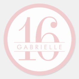 Roze Sweet 16 Favor Ronde Sticker