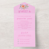 Roze Sweet 16 Floral Sixteen Girly Elegant All In One Uitnodiging (Binnen)