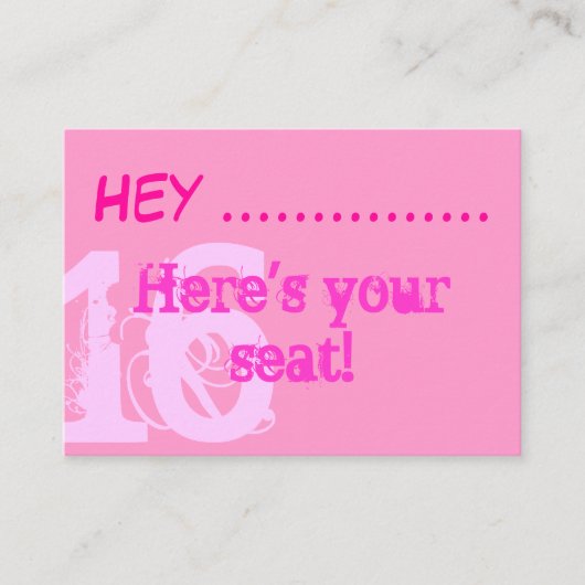  Roze Sweet 16-gebarentjes Plaatskaartje (Voorkant)