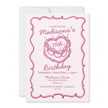 Roze Sweet 16 Heart Coquette Cherry Cake Verjaarda