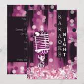 Roze Sweet 16 karaoke night party Invitation Kaart (Voorkant / Achterkant)