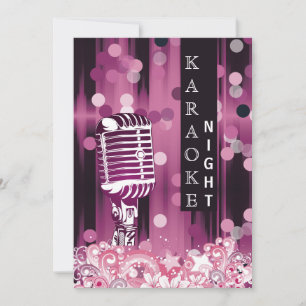 Roze Sweet 16 karaoke night party Invitation Kaart