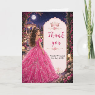 Roze Sweet 16 Koninklijke Prinses Bedankkaart