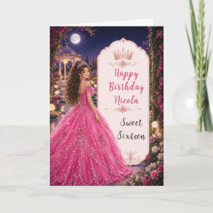 Roze Sweet 16 Koninklijke Prinses Kaart