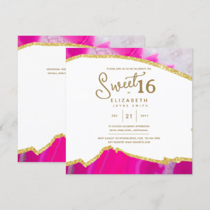 Roze SWEET 16 Moderne unieke 16e verjaardag Kaart