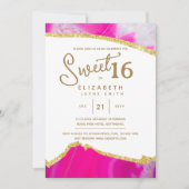 Roze SWEET 16 Modieus Elegante Budget Verjaardag Kaart (Voorkant)