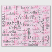 Roze Sweet 16 Persoonlijke naam Cadeaupapier (Vlak)