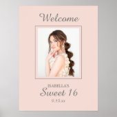 Roze Sweet 16 welkomst naam foto Poster (Voorkant)