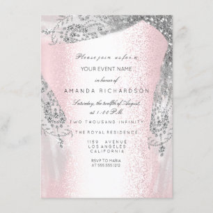 Roze Sweet 16de Bruids Zilveren Grijze Diamanten J Kaart