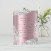 Roze Sweet 16th Bruidsboeket Zilveren Grijs Roze M Kaart (Staand voorkant)