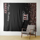 Roze Sweet 16th fotohokje achtergrond Wandkleed (In Situ (horizontaal))