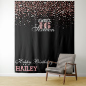 Roze Sweet 16th fotohokje achtergrond Wandkleed (In situ)