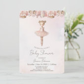 Roze Sweet Ballerina Baby shower Kaart (Staand voorkant)