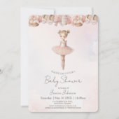 Roze Sweet Ballerina Baby shower Kaart (Voorkant)