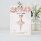 Roze Sweet Ballerina Bedankkaart (Staand voorkant)
