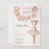 Roze Sweet Ballerina Birthday Uitnodiging (Voorkant)
