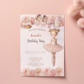 Roze Sweet Ballerina Birthday Uitnodiging