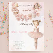 Roze Sweet Ballerina Birthday Uitnodiging