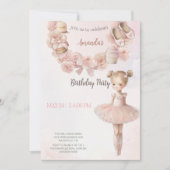 Roze Sweet Ballerina Birthday Uitnodiging (Voorkant)