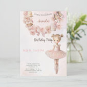 Roze Sweet Ballerina Birthday Uitnodiging (Staand voorkant)