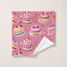 Roze Sweet Cake Patroon Washandje