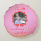 Roze "Sweet Dreams Little Ballerina" Custom Rond Kussen (Achterkant)