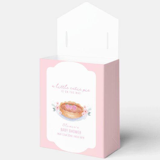 Roze Sweet Floral Cutie Pie Raspberry Baby shower Bedankdoosjes (Open)