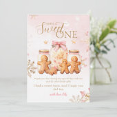 Roze Sweet Gingerbread Kerstmeisje Verjaardag Bedankkaart (Staand voorkant)