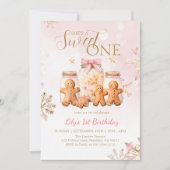 Roze Sweet Gingerbread Kerstmeisje Verjaardag Kaart (Voorkant)