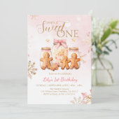 Roze Sweet Gingerbread Kerstmeisje Verjaardag Kaart (Staand voorkant)