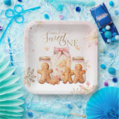 Roze Sweet Gingerbread Kerstmeisje Verjaardag Papieren Bordje (Feest)