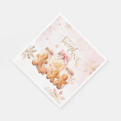 Roze Sweet Gingerbread Kerstmeisje Verjaardag Servet (Hoek)