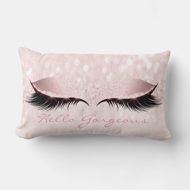 Roze Sweet Girly Makeup Lashes Hallo Prachtige Kussen (Voorkant)
