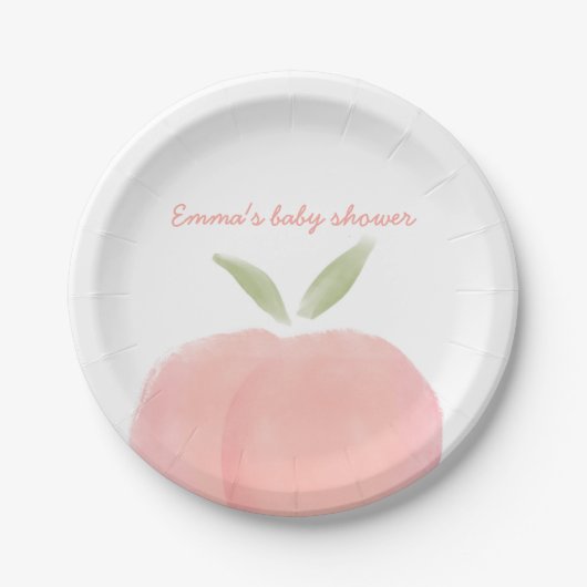 Roze Sweet Little Peach Baby shower Papieren Borde Papieren Bordje (Voorkant)