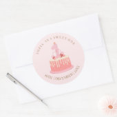 Roze Sweet One 1e verjaardagsfeestje  Ronde Sticker (Envelop)