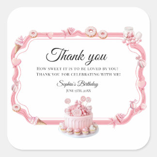 Roze Sweet One Verjaardag Favor Stickers