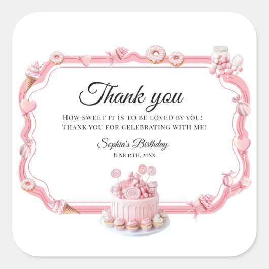 Roze Sweet One Verjaardag Favor Stickers (Voorkant)
