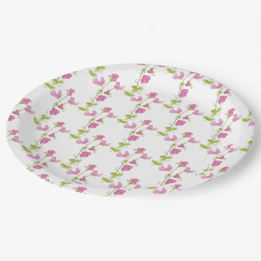  roze Sweet Pea Flower Art Papieren Bordje (Gekanteld)