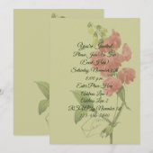 Roze Sweet Pea Flower Party Kaart (Voorkant / Achterkant)