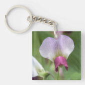 Roze Sweet Pea Flower Sleutelhanger (Voorkant)