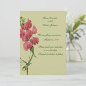 Roze Sweet Pea Flower Wedding Save The Date (Staand voorkant)