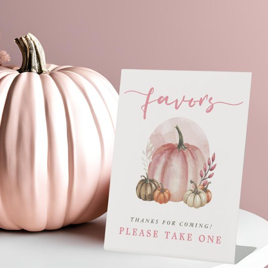 Roze Sweet Pumpkin Baby Girl Shower Favorieten Reclamebord Met Voetstuk